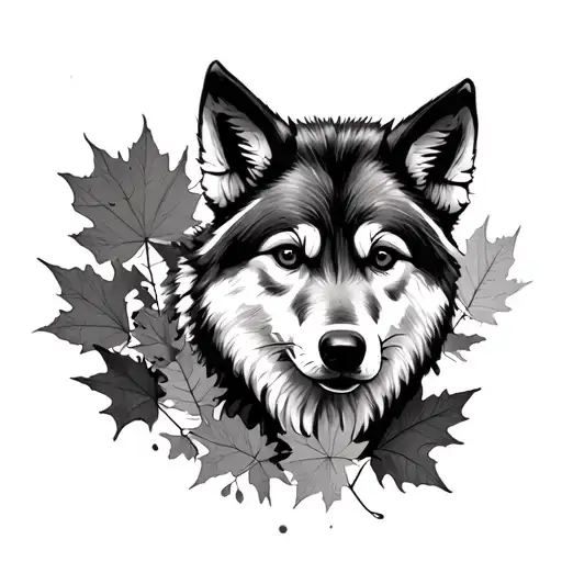 Wolf Cubs Autumn Leaves