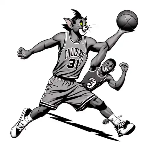 Make A Tattoo Showing Jerry Frkm Tom And Jerry Doing The Iconic Michael Jordan Jump Logo