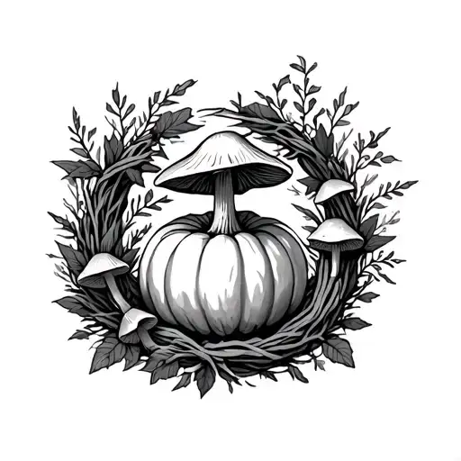 Mushroom And Pumpkin Wreath