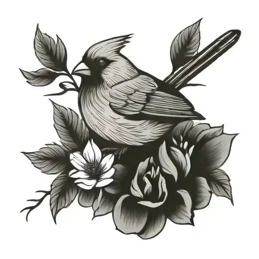 Cardinal Made Of Flowers