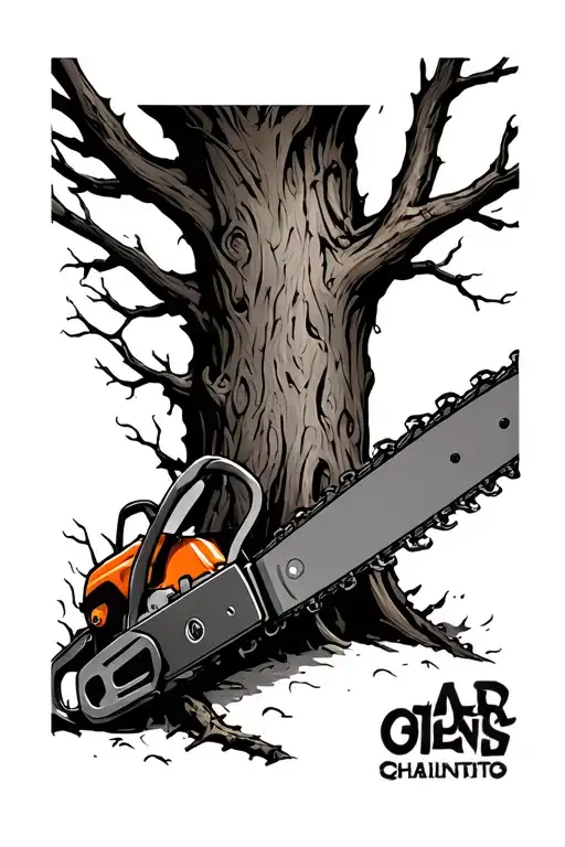 Chainsaw Chains Around A Tree