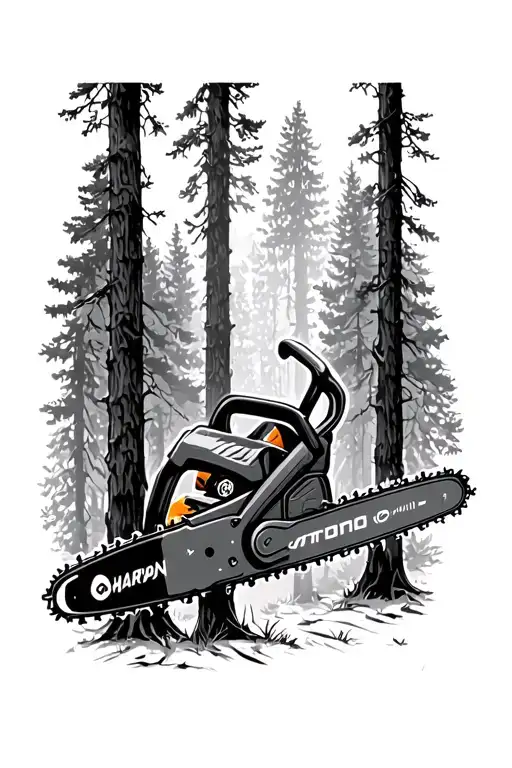 Chainsaw In Forest
