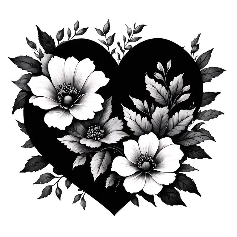 Heart And Flower Intertwined