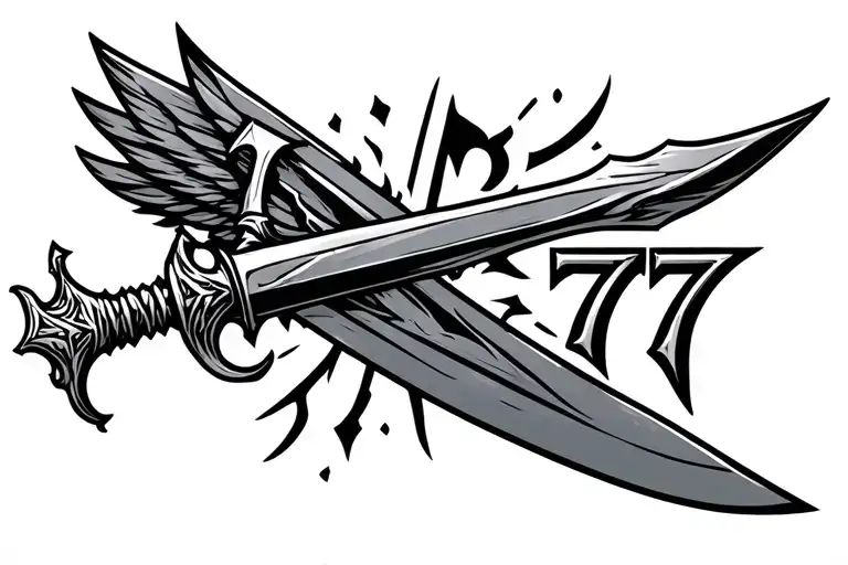 Dagger With 777 Symbol Within