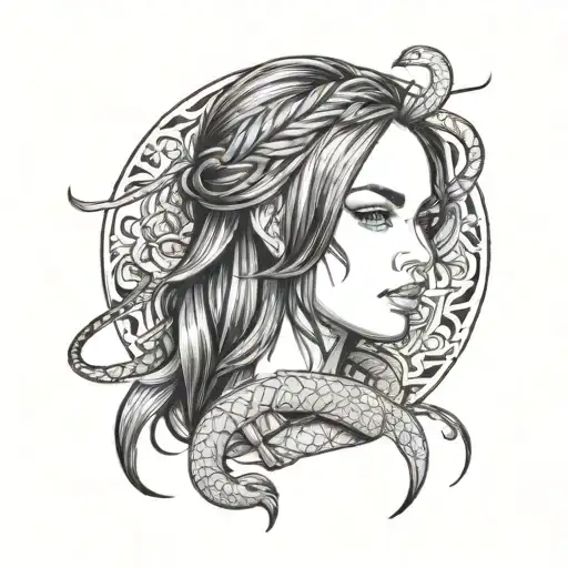 A Portrait Tattoo Of Megan Fox With A Hidden Spider And Snake Motif