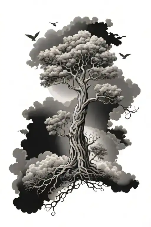 Tree Clouds And Angel Wings