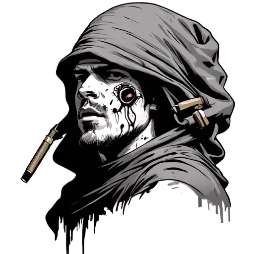 Hostage Man Tied Up With Hood Over His Face And Bullet Wounds