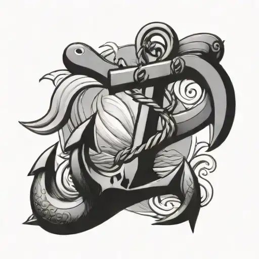 Anchor And Waves Crashing In The Background