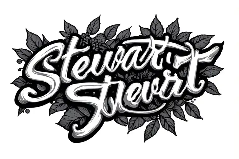 Stewart Written Across Arm Tattoo Design