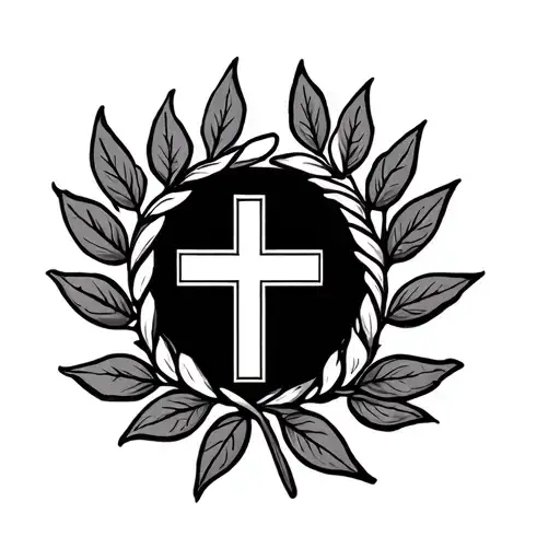 A Line Of Laurel Leaves Around The Wrist With A Cross In The Middle