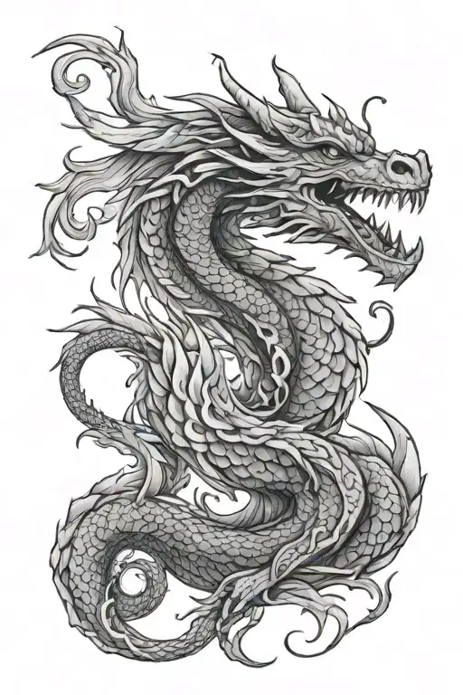 Over Shoulder Dragon Back Tattoo Design