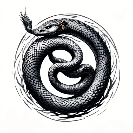 Ouroboros Snake Intertwined
