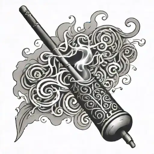 An Incense On A Holder Burning With Smoke In The Shape Of Words