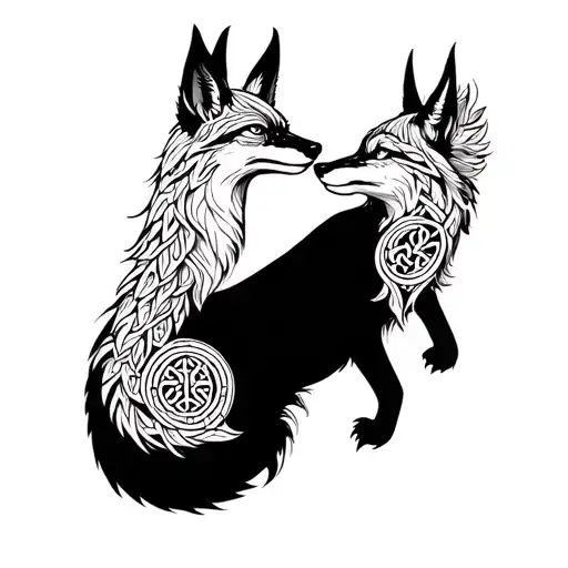 Celtic Fox Lovers Tarot Card