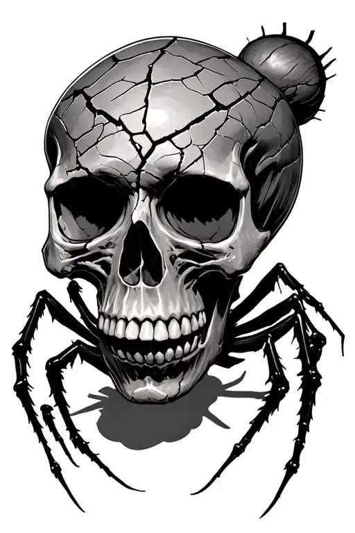 Cracked Skull With Spider Legs