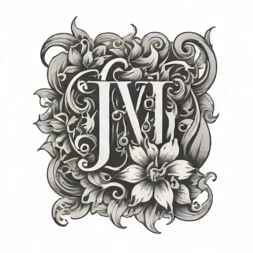 Fire Behind Flowers With The Letters J And M