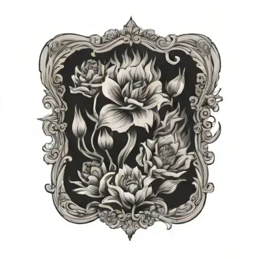 Fire Behind Flowers With J And M