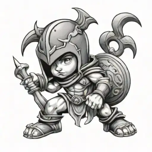 Little Spartan Boy With A Mythical Creature As A Pet