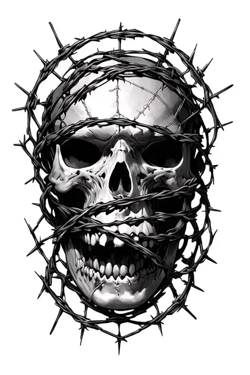 Web With Barbed Wire Wrapped Around It