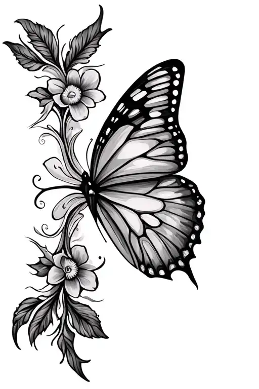 Half Butterfly Half Cross Tattoo Design Inspired