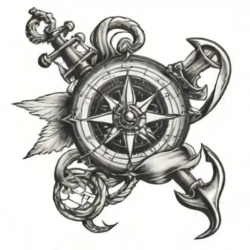Compass And Anchor Intertwined