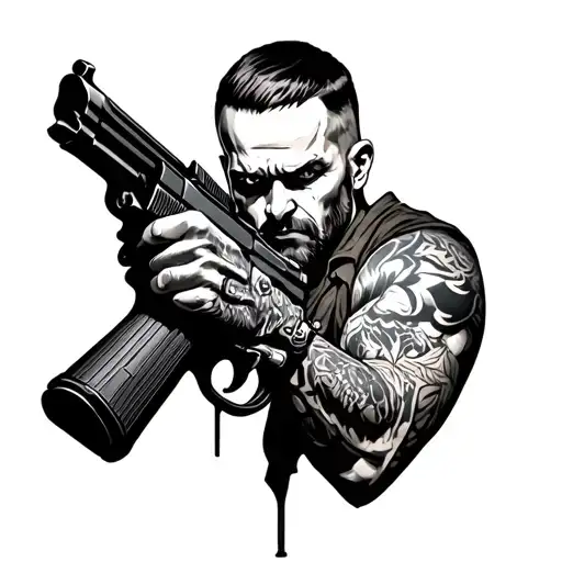 Risk Taker With Guns And Mob Woven