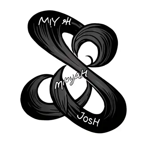 Infinity Symbol With The Name Myah Top Left And The Name Josh Bottom Right