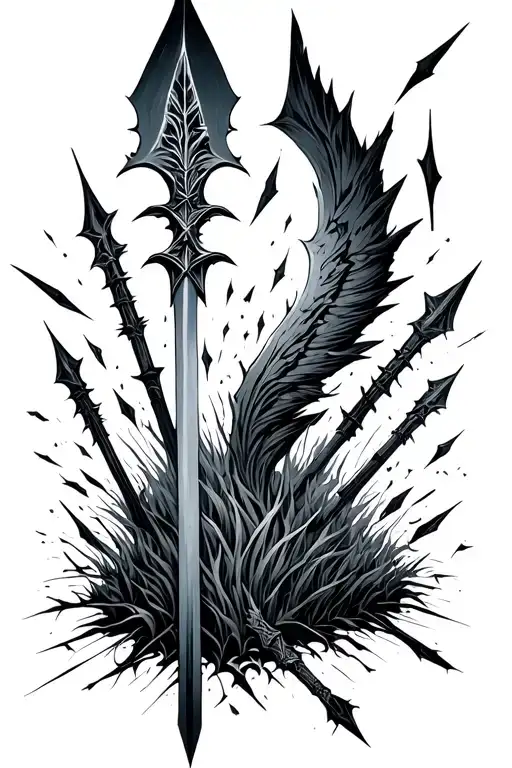 Singular Spear Amidst A Field Of Broken Spears