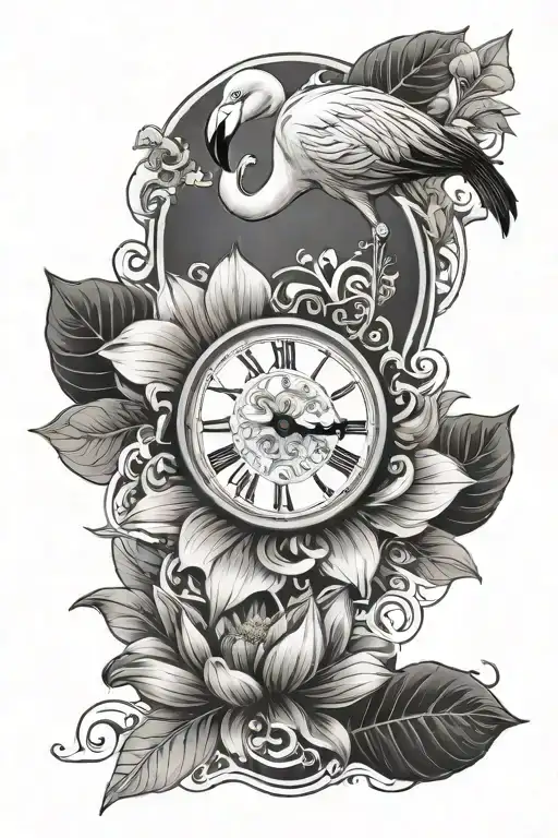 Flamingo Lotus Flower Clock