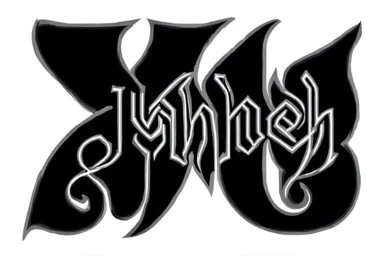 Yahweh Thigh Tattoo Letters