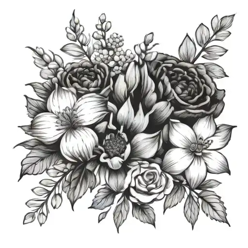 December April February September October Birth Flower Bouquet