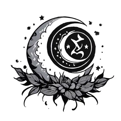 Crescent Moon In The Back Ground And Swasthik Symbol Midsole Of It