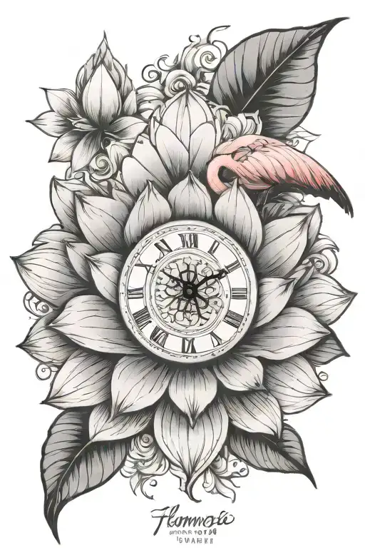 Flamingo Lotus Flower Clock With Name Written