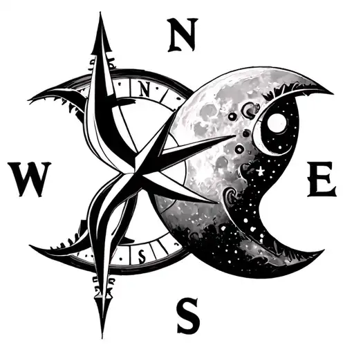 Compass And Moon Intertwined Infinity Symbols