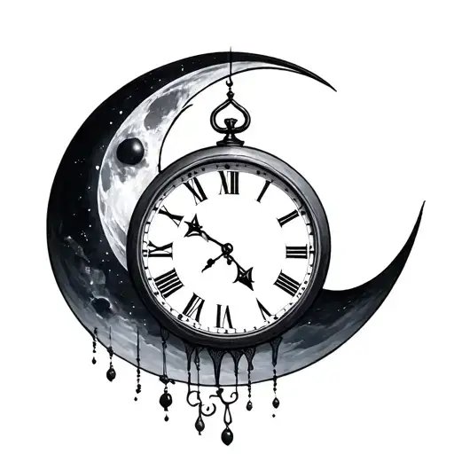 Clock And Moon Merging Together