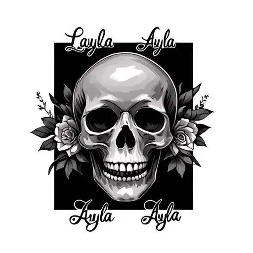 Skull With Layla And Ayla Written