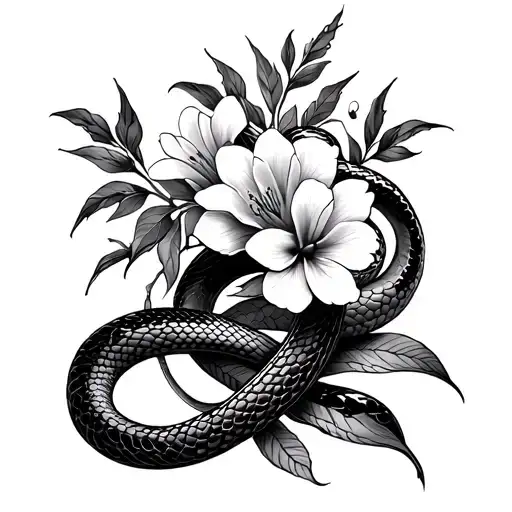 Snakes And Flowers Symbolizing