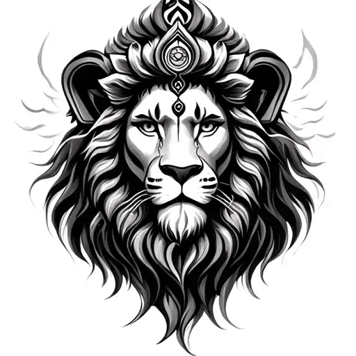Lion And Lord Shiva