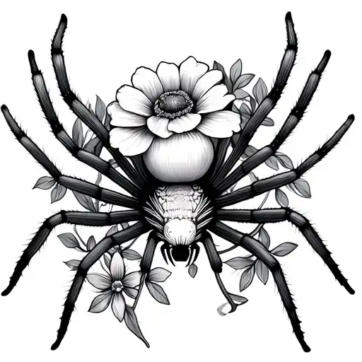 Spider With Flowers Intertwined