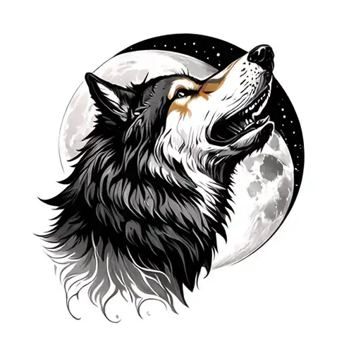 Wolf Howling Moon