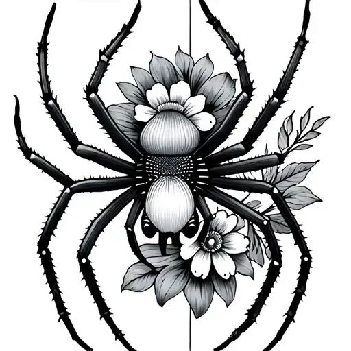 Spider With Flowers Intertwined