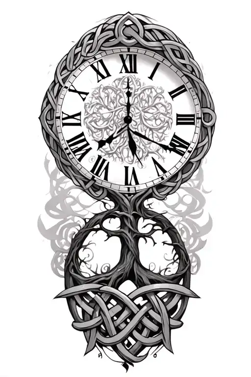 Celtic Tree Of Life Clock Surrounded By Celtic Knot