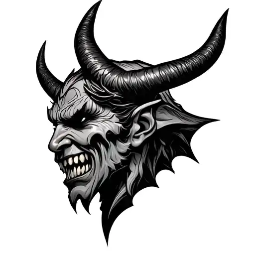 Devils Face Profile With Showing To Keep Quiet