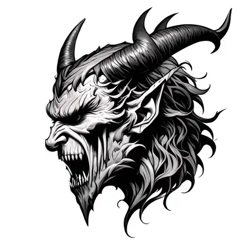Devils Face Profile With Showing To Keep Quiet
