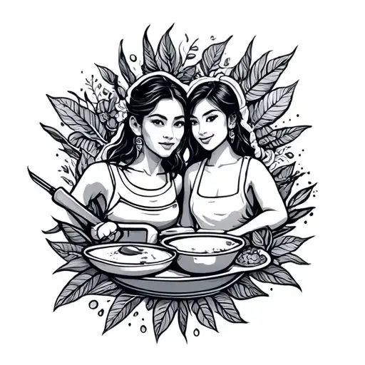 Filipino Family Roots Tattoo With Cooking Element