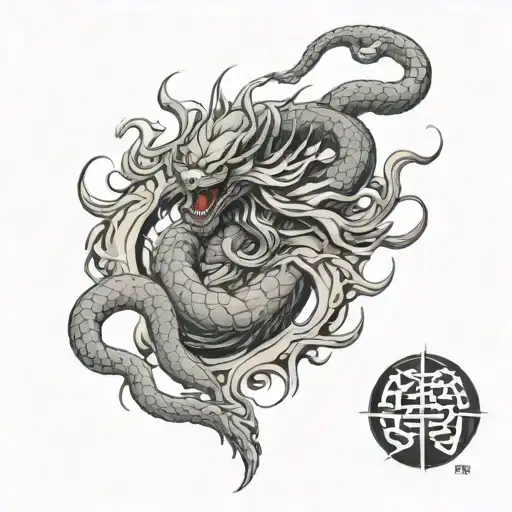 Quote On Right Chest And Shenron Dragon Ball On Left Rib Cage