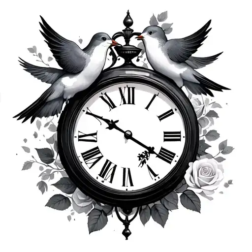 Roses Doves Clock