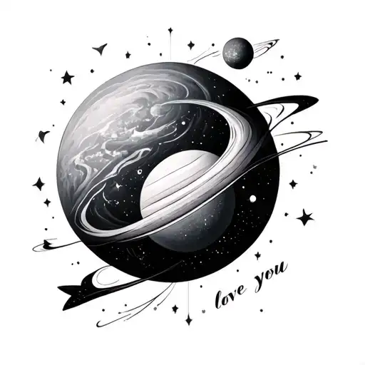 Minimalist Tattoo Based On The Universe And Love You