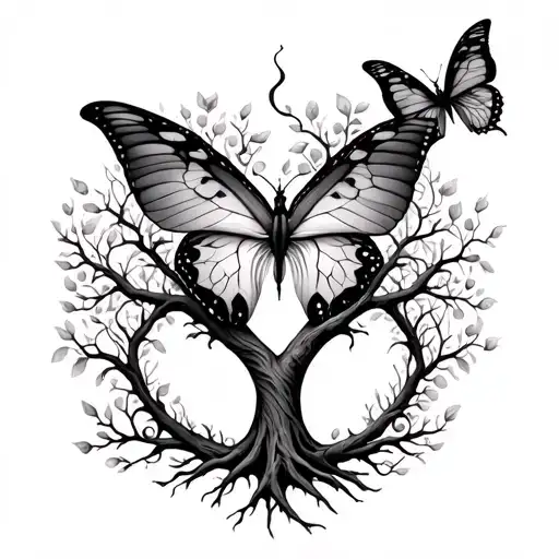 Heart Butterflies Tree Of Life