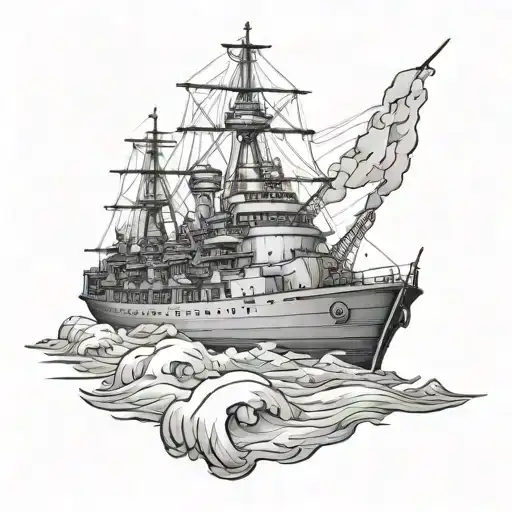 Modern Warship In Winter